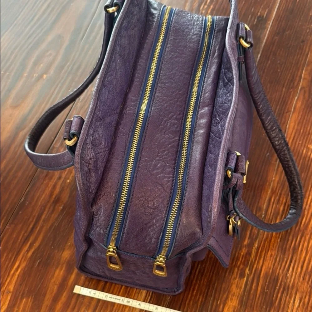 T. Tahari Purple Leather Satchel Handbag Vintage EUC